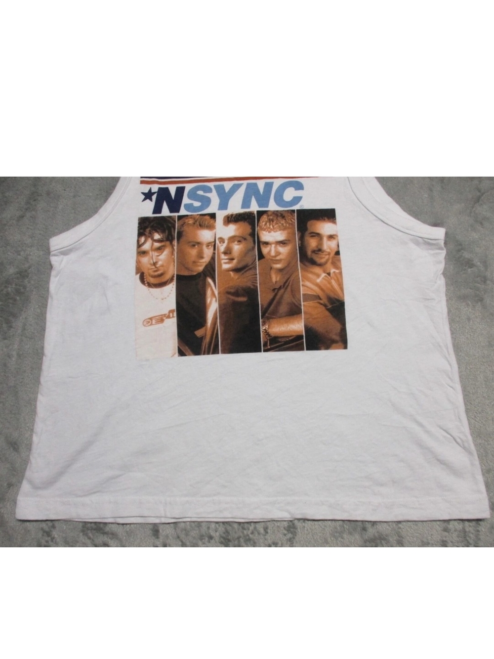 NSYNC Vtg Y2k Shirt Womens XL White Blue World Tour Rock Music Band Tank Top - Picture 3 of 7